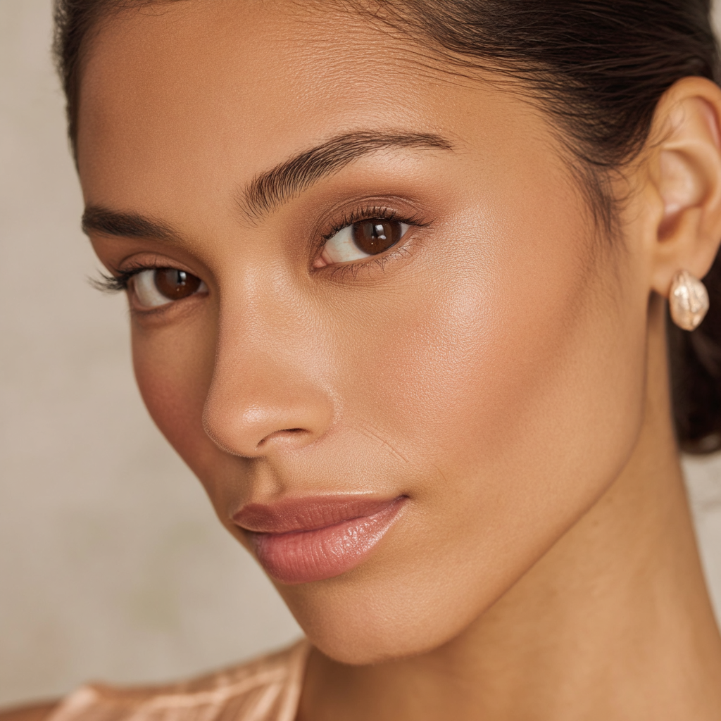Close detail of skin wearing a mineral foundation