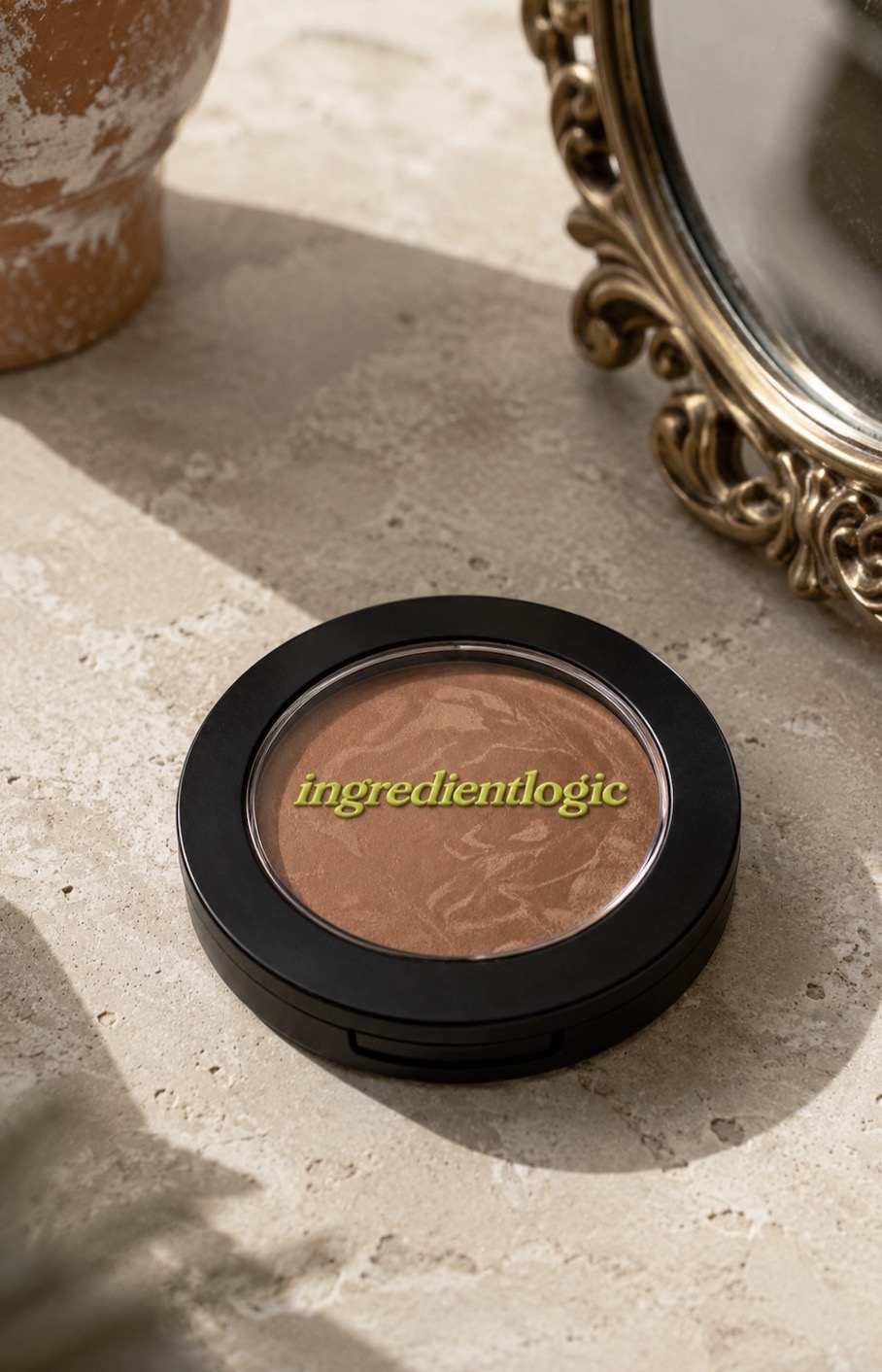 An ingredientlogic baked bronzer compact on stone